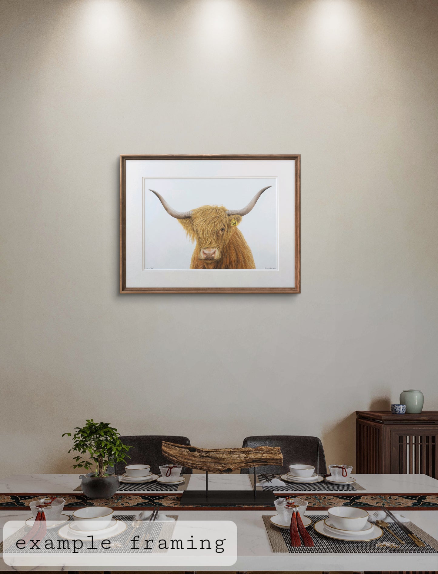 highland cow art, colour pencil drawing artwork by joanne bowe