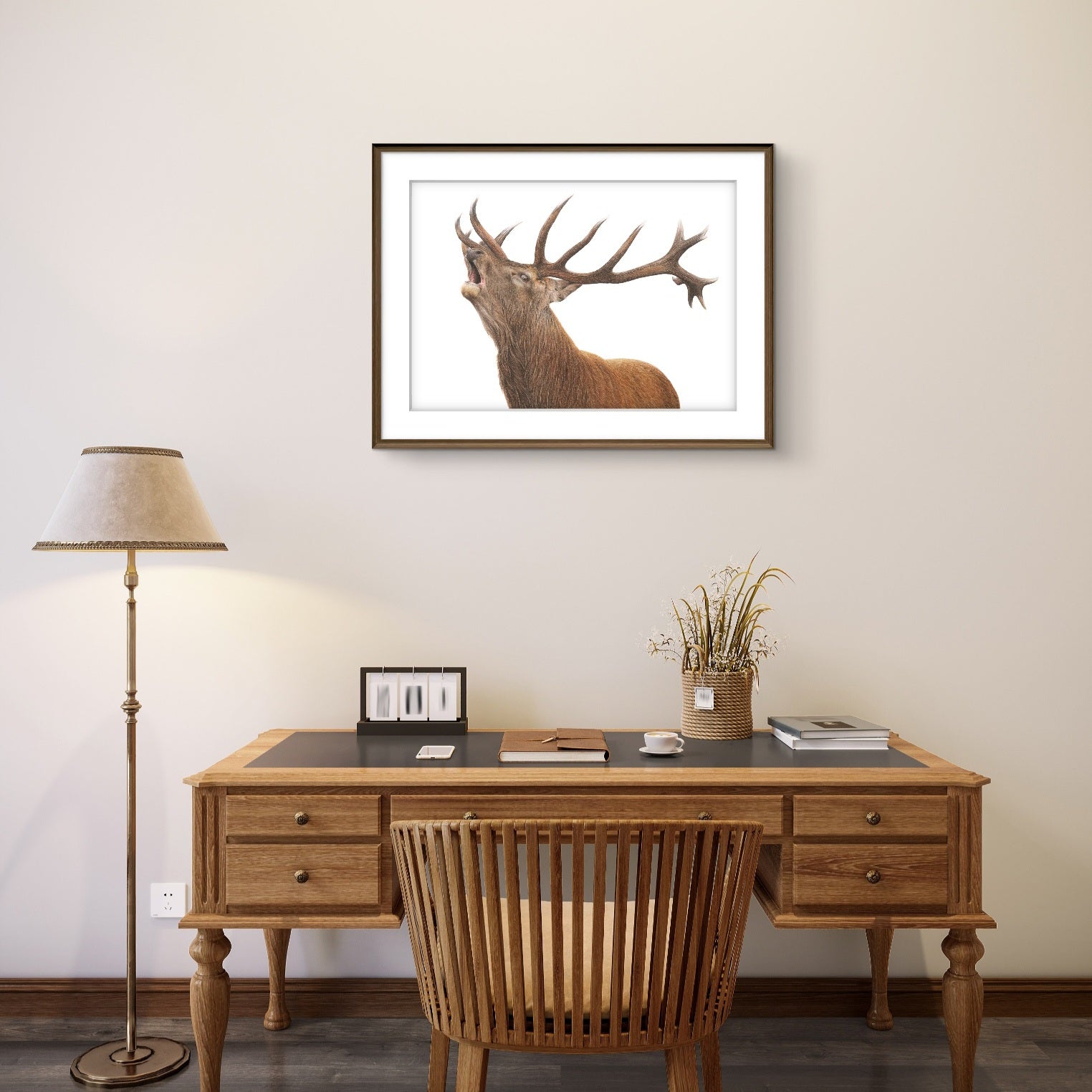 Roaring red stag art