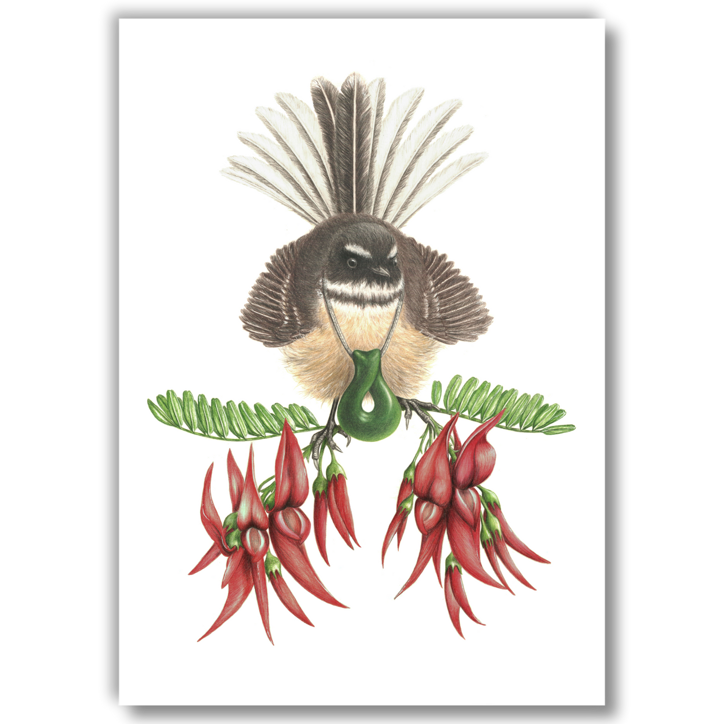 Fantail with Greenstone & Kakabeak
