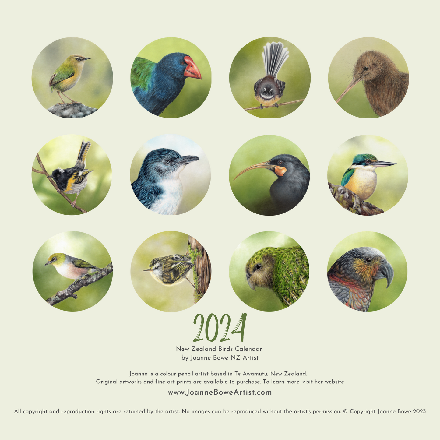 Calendar 2024 New Zealand Birds