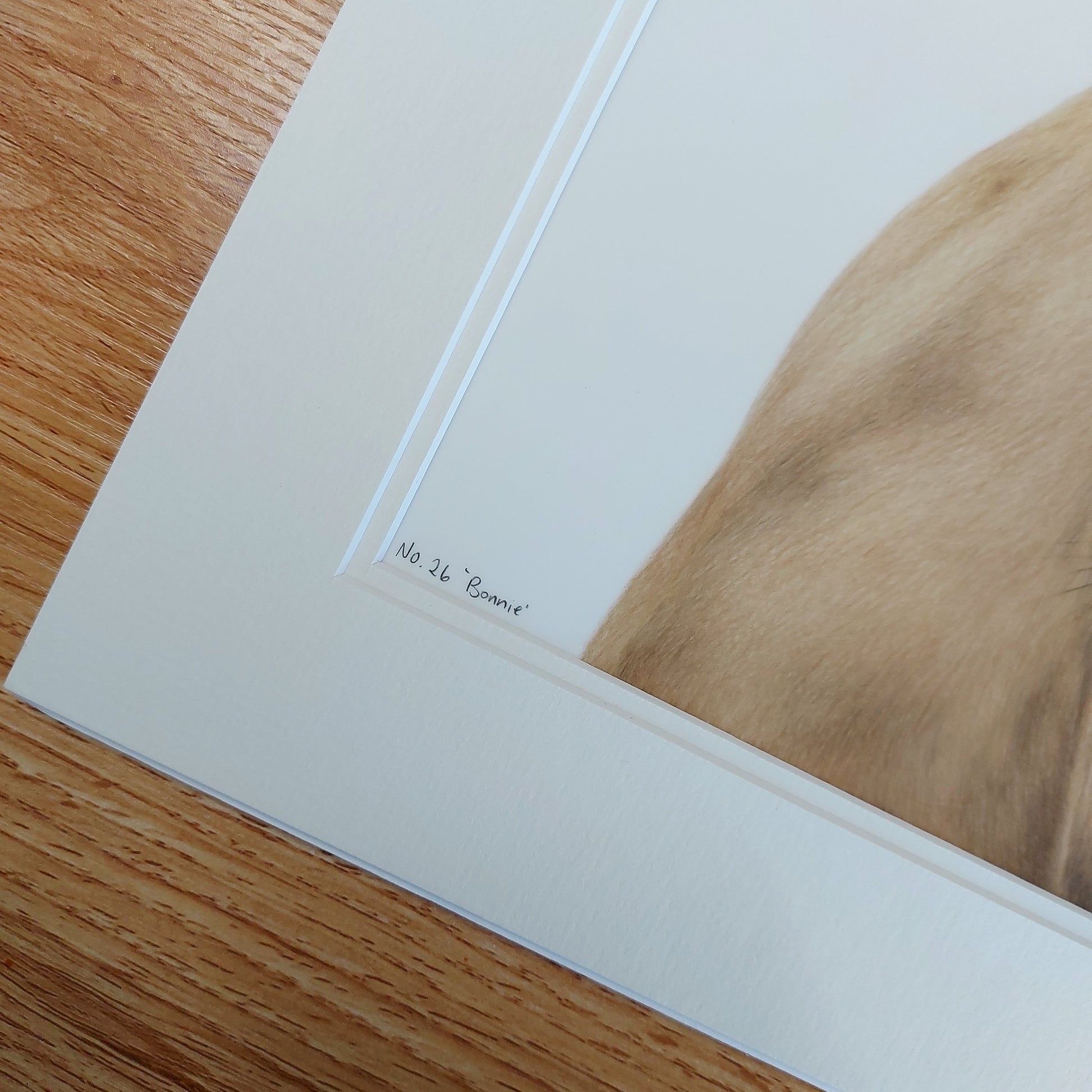 Original Jersey cow artwork shown with a complementary double mat, ready for framing.