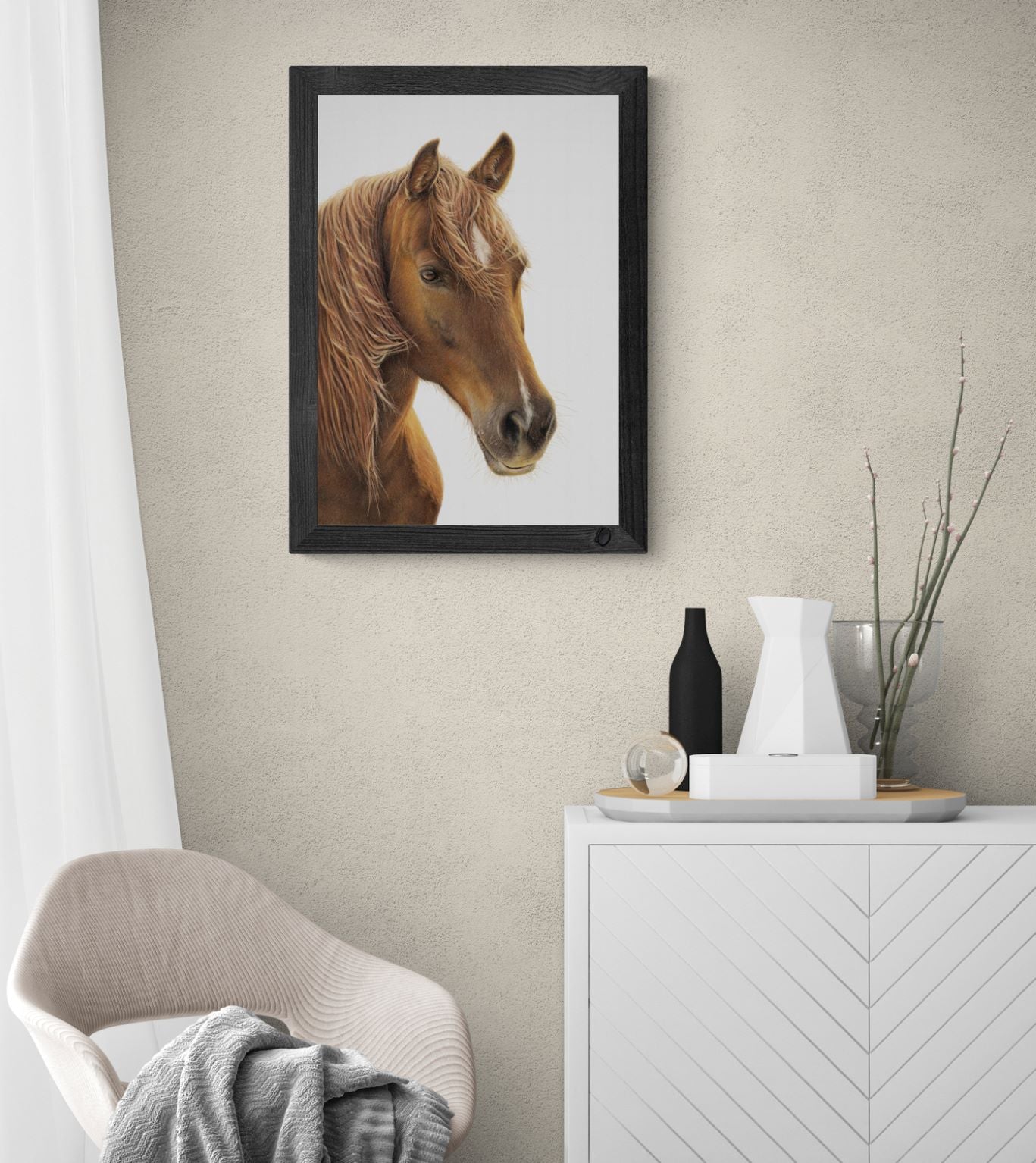 Chestnut Horse limited edition art print displayed in an interior setting