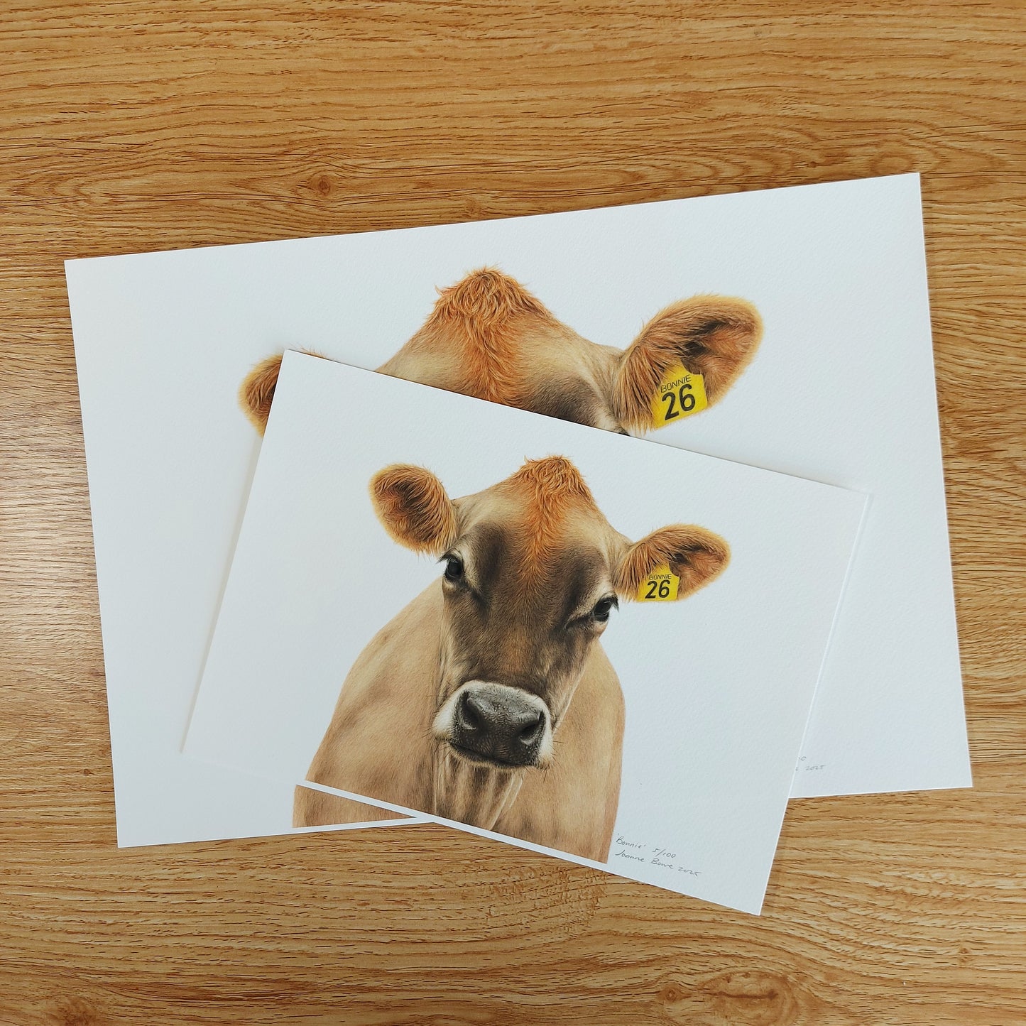 Hand-signed and numbered limited edition print of No. 26 “Bonnie” Jersey Cow
