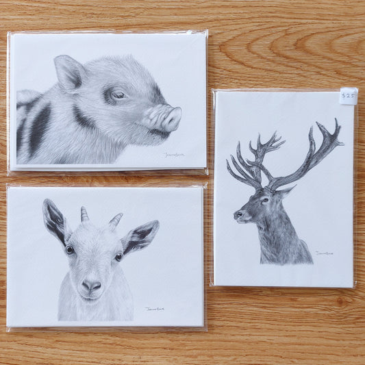 Matching Animal Trio A5 - Piglet, Goat & Stag