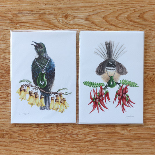 Matching Pair- Tui & Fantail A5
