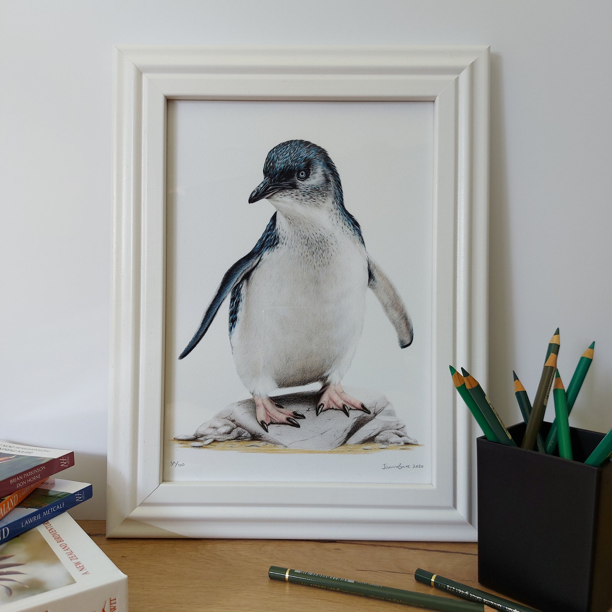 FRAMED Little Blue Penguin - Joanne Bowe | New Zealand Artist